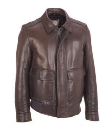 Dark Brown Bomber Leather Jacket