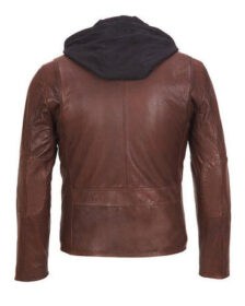 Vintage Leather Hooded Jacket