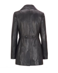 Center Button Leather Coat