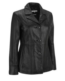 3 Buttons Leather Coat