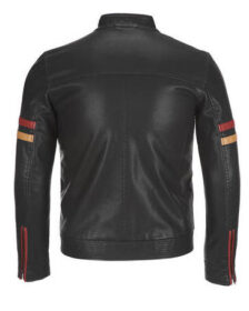 Black Leather Striped Jacket