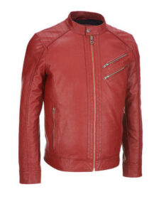 Red Biker Leather Jacket