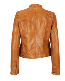 Standing Collar Leather Jacket