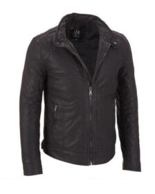 Charcoal Biker Leather Jacket