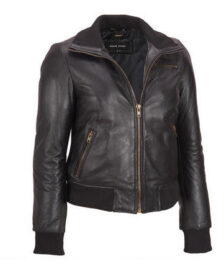 Classic Black Bomber Leather Jacket