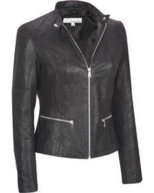 Centered Zip Leather Jacket