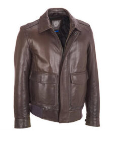 Dark Brown Bomber Leather Jacket