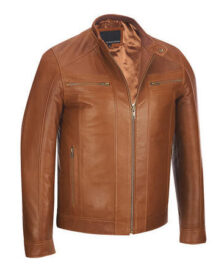 Brown Leather Moto Jacket