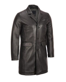 Black Leather Topper Coat