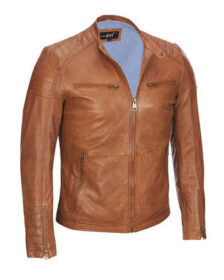 Snap Collar Leather Jacket