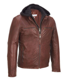 Vintage Leather Hooded Jacket